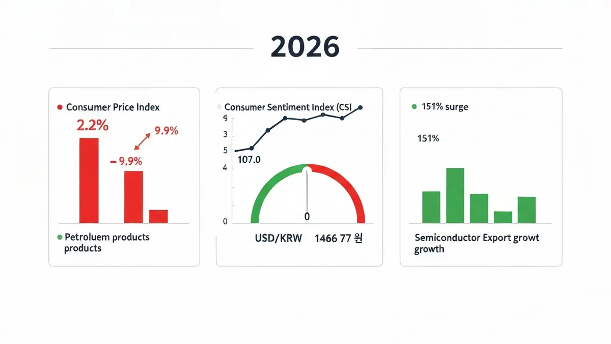 2026년 3월 한국 주요 경제지표 소비자물가 소비자심리지수 환율 반도체 수출 인포그래픽