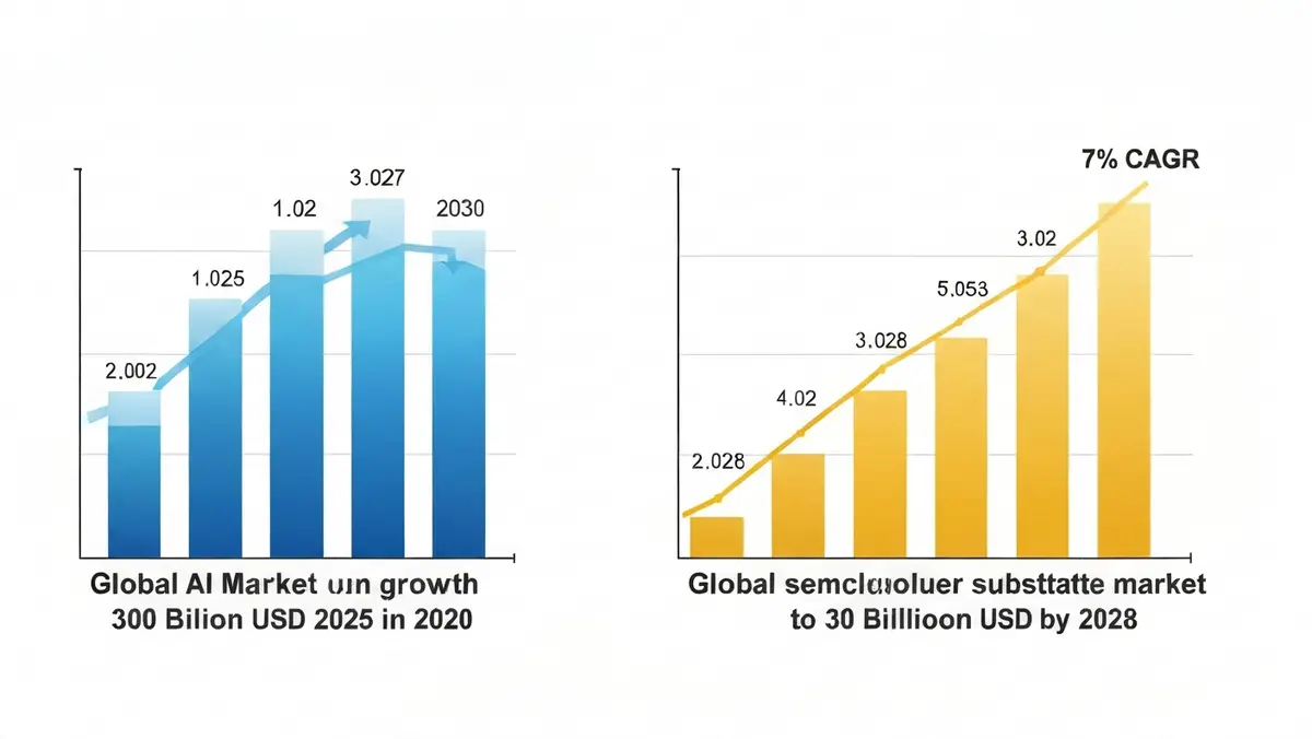 AI 시장 및 글로벌 반도체 기판 시장 규모 성장 전망 인포그래픽 2025-2030