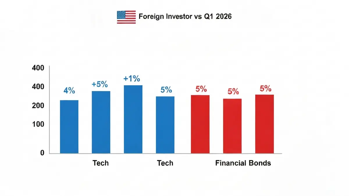 2026년 1분기 미국 회사채 기술 섹터 vs 금융 섹터 외국인 순매수 비교 차트