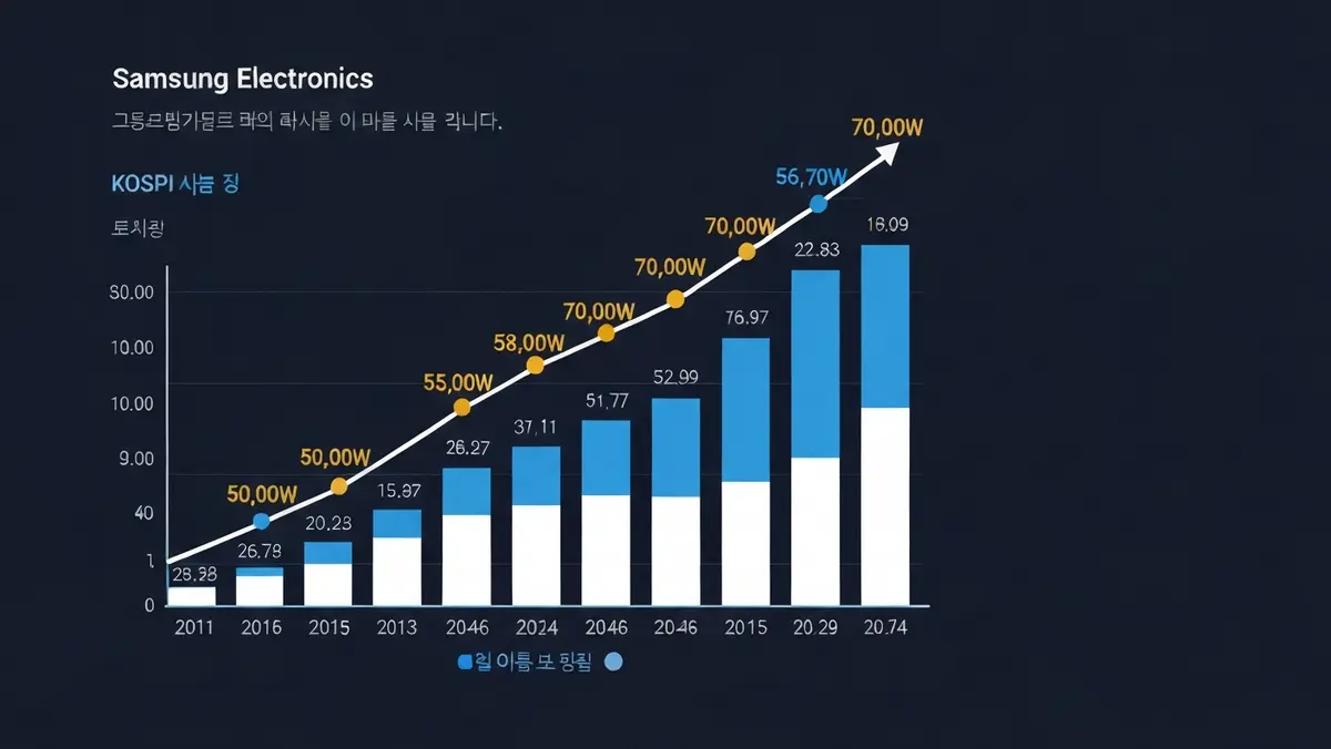 삼성전자 목표주가 상향 추이 및 코스피 영향 분석 차트