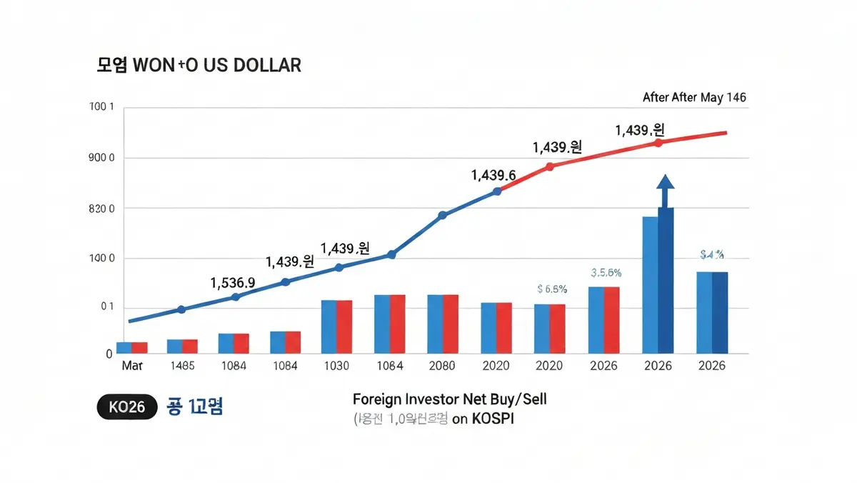 2026년 3월~5월 원달러 환율 추이 및 외국인 투자자 수급 차트